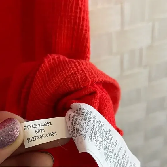 J Crew Cotton Button Down Tie Front Short Sleeve Shirt Red Women’s Size XXS - Picture 5 of 9